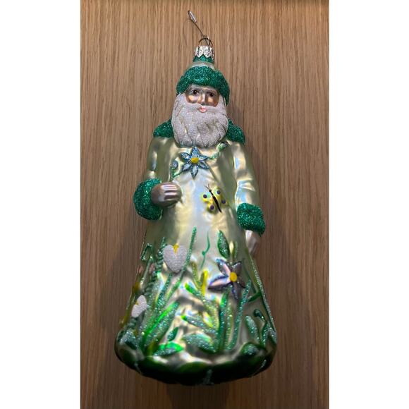 Patricia Breen Rainforest Santa Claus Blown Glass Large Ornament 7" 1998 - Picture 1 of 10